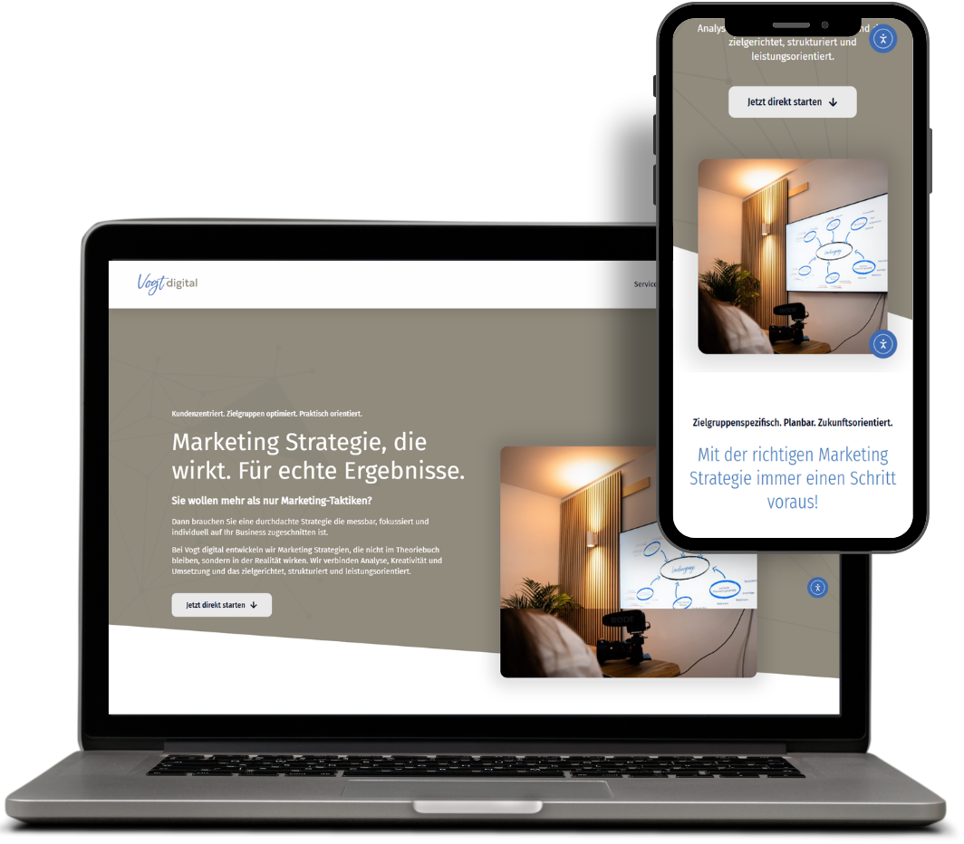 Desktop- und Mobile-Ansicht einer von Wingler-Marketing umgesetzten WordPress-Website